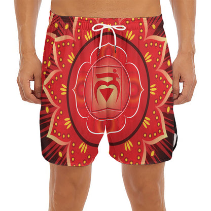 Muladhara Chakra Mandala Print Men's Split Running Shorts