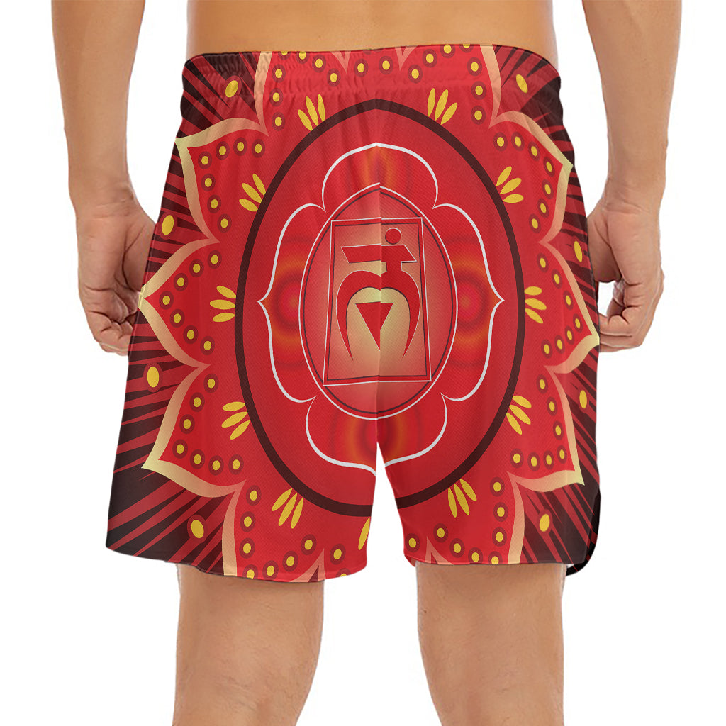 Muladhara Chakra Mandala Print Men's Split Running Shorts