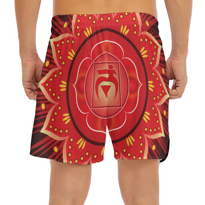 Muladhara Chakra Mandala Print Men's Split Running Shorts