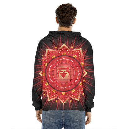 Muladhara Chakra Mandala Print Men's Velvet Pullover Hoodie