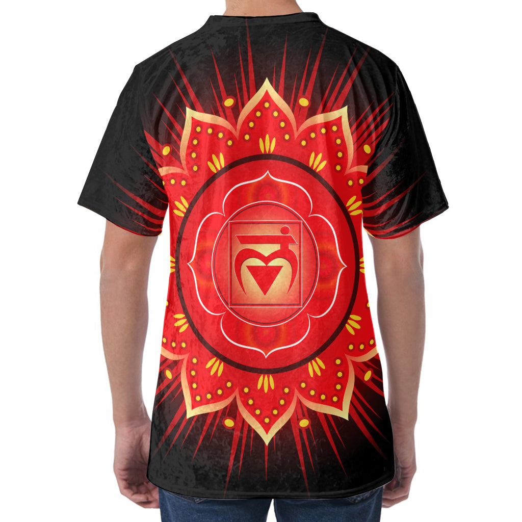 Muladhara Chakra Mandala Print Men's Velvet T-Shirt