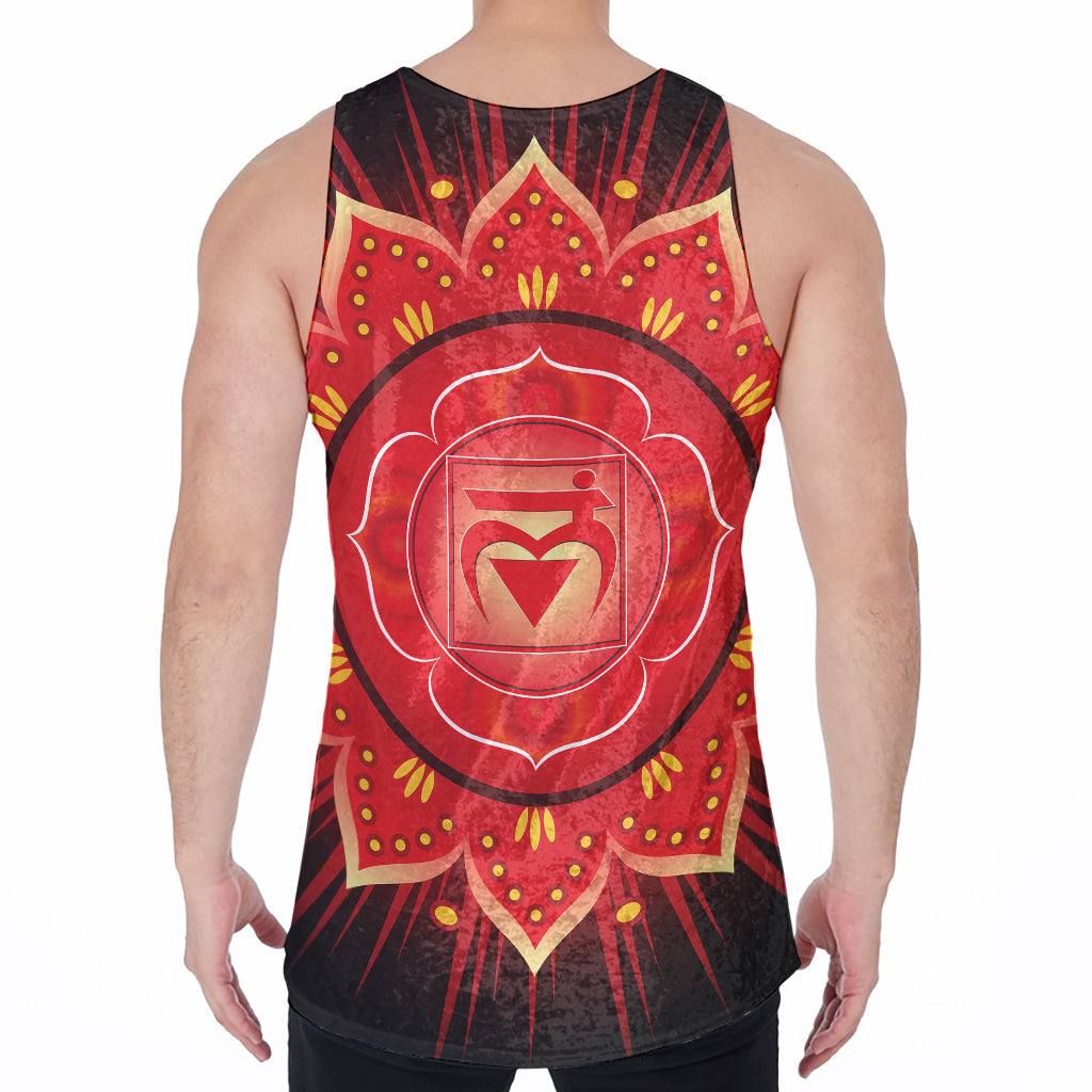 Muladhara Chakra Mandala Print Men's Velvet Tank Top