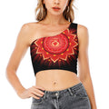 Muladhara Chakra Mandala Print One Shoulder Crop Top