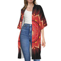 Muladhara Chakra Mandala Print Open Front Beach Cover Up