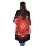 Muladhara Chakra Mandala Print Open Front Beach Cover Up