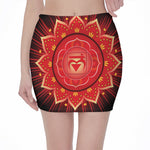Muladhara Chakra Mandala Print Pencil Mini Skirt