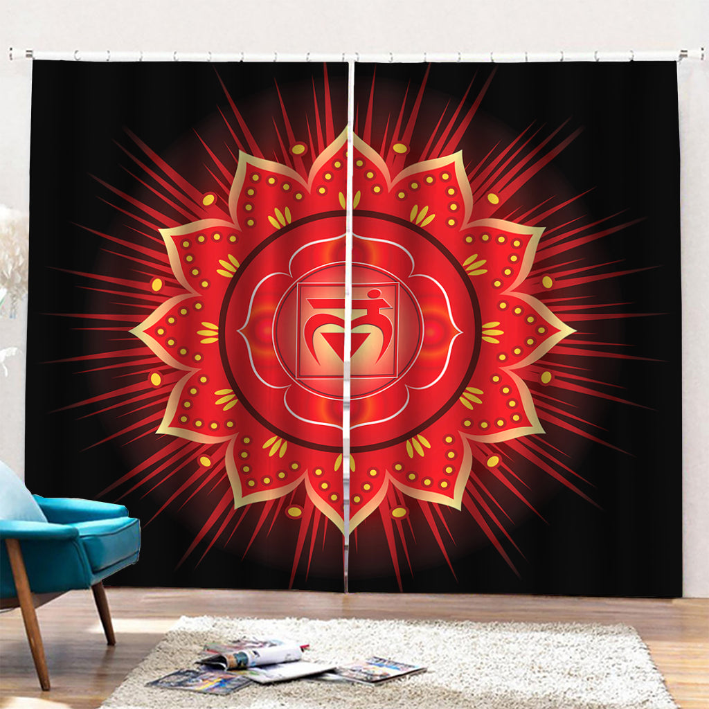 Muladhara Chakra Mandala Print Pencil Pleat Curtains