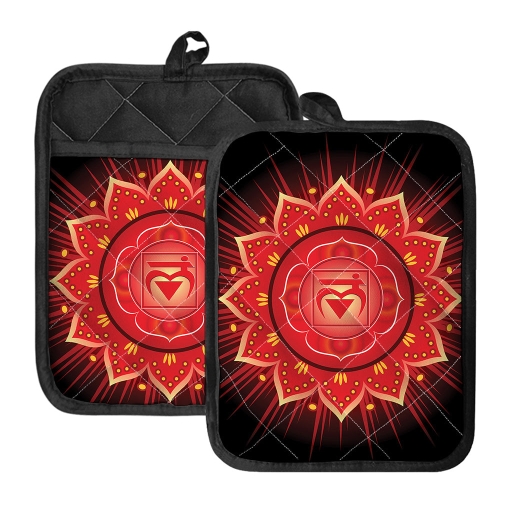 Muladhara Chakra Mandala Print Pot Holders With Pocket