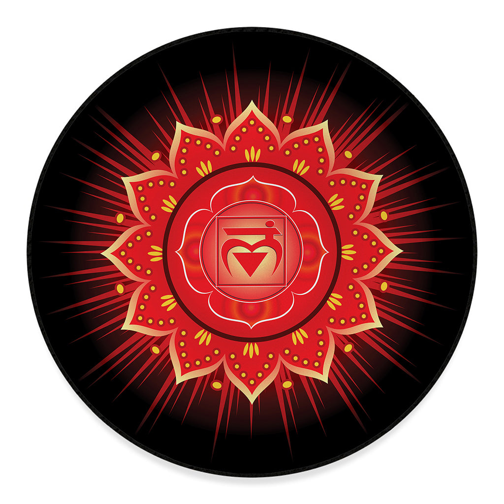 Muladhara Chakra Mandala Print Round Floor Mat