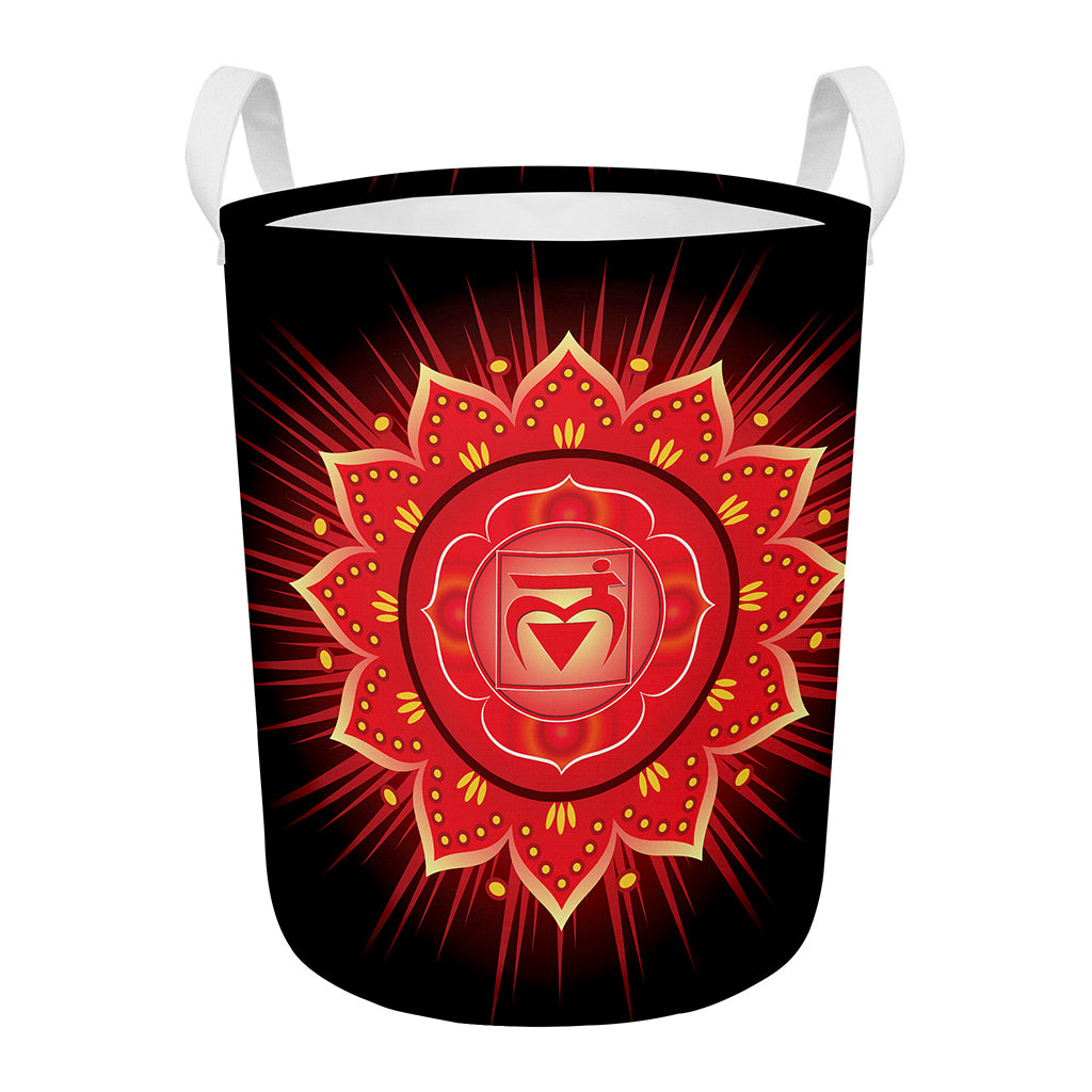 Muladhara Chakra Mandala Print Round Laundry Basket