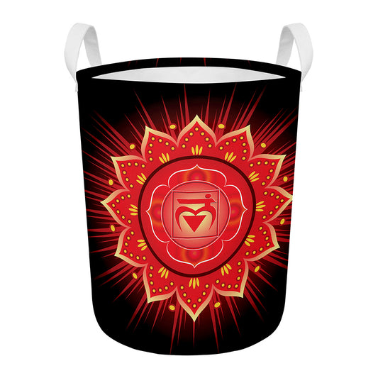 Muladhara Chakra Mandala Print Round Laundry Basket