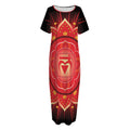 Muladhara Chakra Mandala Print Short Sleeve Long Nightdress