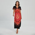 Muladhara Chakra Mandala Print Short Sleeve Maxi Dress
