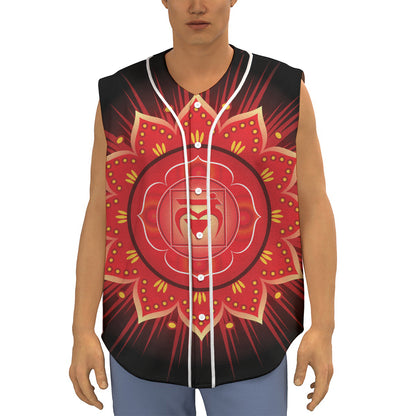 Muladhara Chakra Mandala Print Sleeveless Baseball Jersey