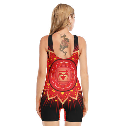 Muladhara Chakra Mandala Print Sleeveless One Piece Swimsuit