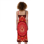 Muladhara Chakra Mandala Print Slim Fit Midi Cami Dress