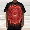 Muladhara Chakra Mandala Print Textured Short Sleeve Shirt