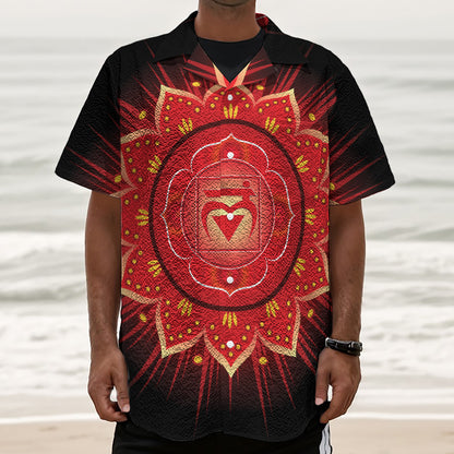 Muladhara Chakra Mandala Print Textured Short Sleeve Shirt