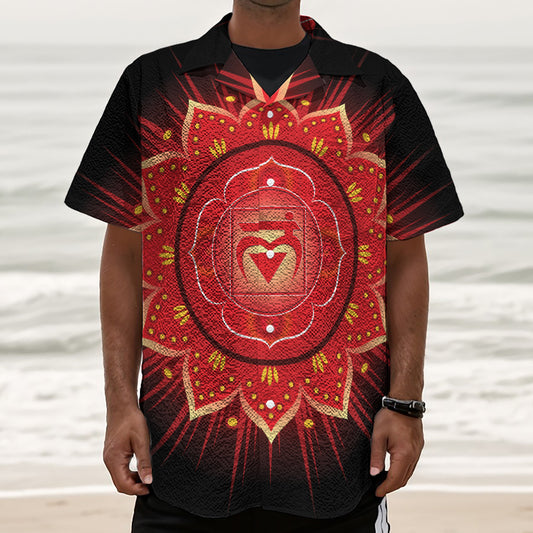Muladhara Chakra Mandala Print Textured Short Sleeve Shirt