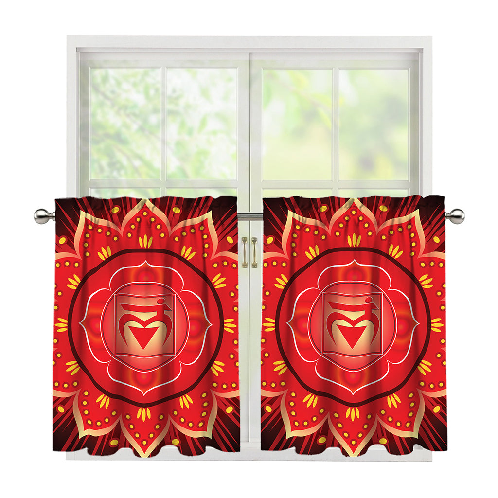Muladhara Chakra Mandala Print Tier Curtains
