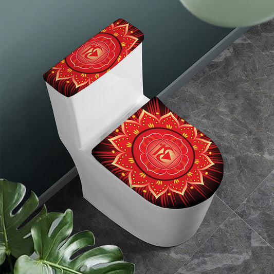 Muladhara Chakra Mandala Print Toilet Lid And Tank Cover Set
