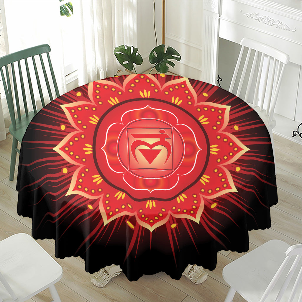 Muladhara Chakra Mandala Print Waterproof Round Tablecloth