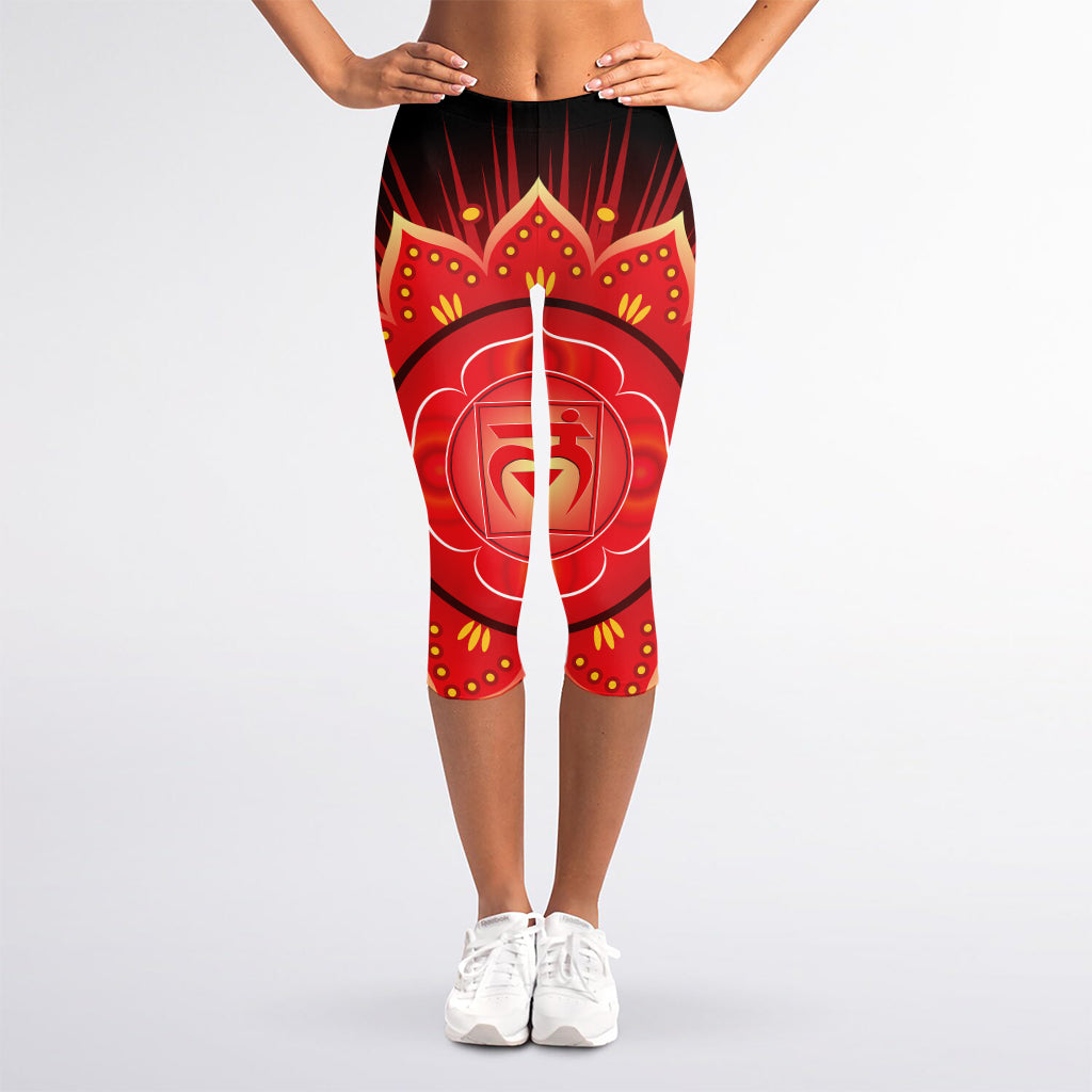Muladhara Chakra Mandala Print Women's Capri Leggings