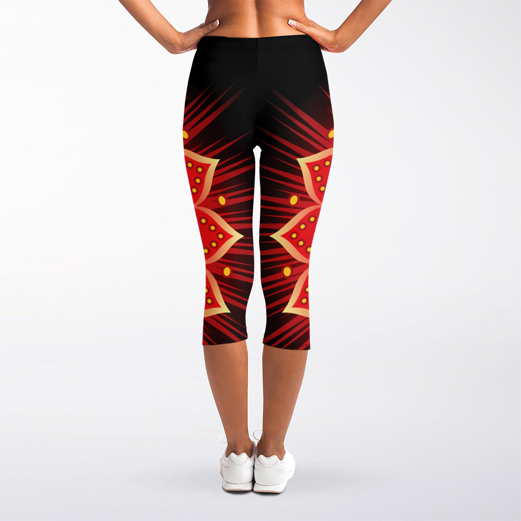 Muladhara Chakra Mandala Print Women's Capri Leggings