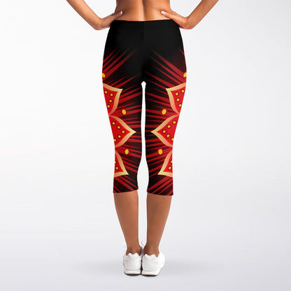Muladhara Chakra Mandala Print Women's Capri Leggings