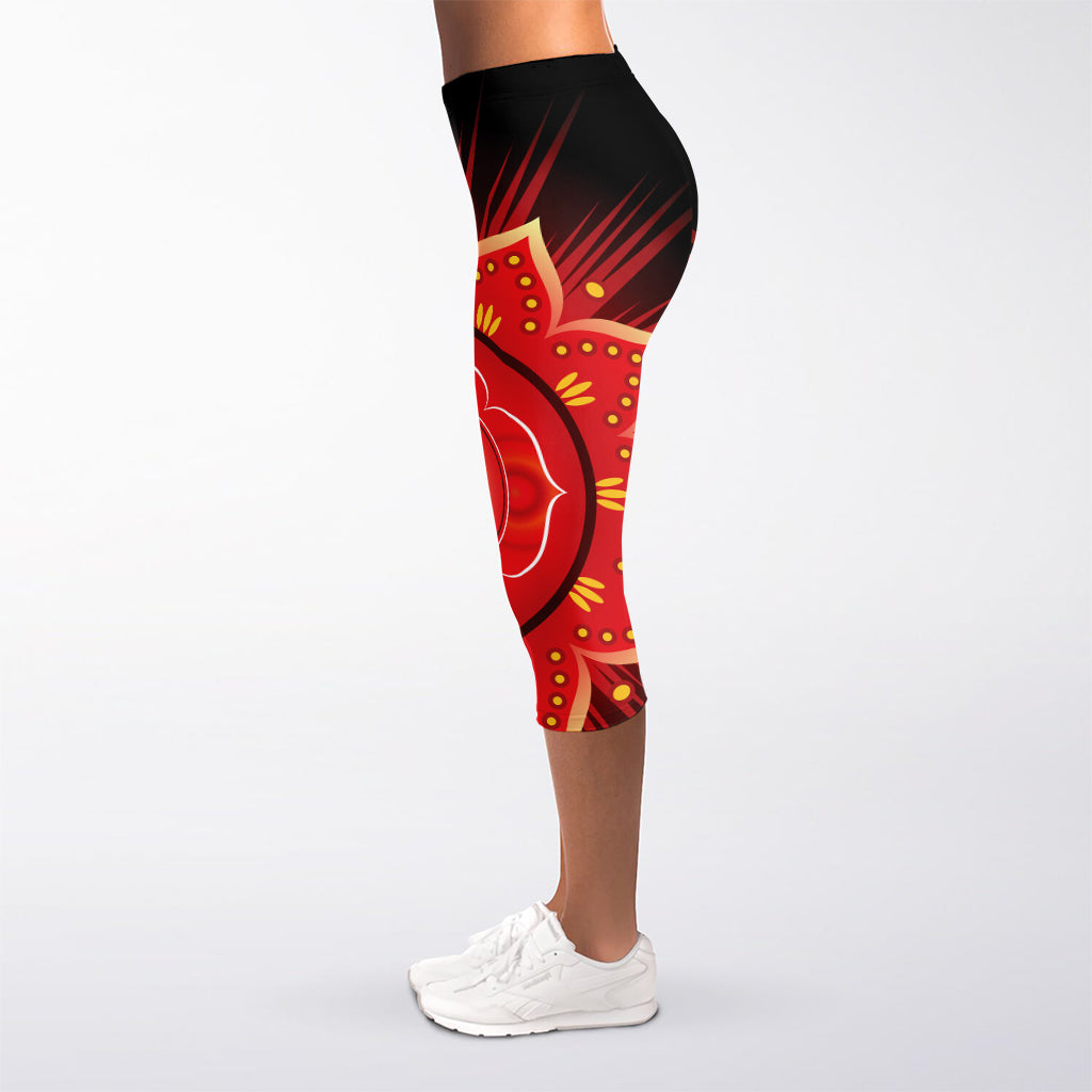Muladhara Chakra Mandala Print Women's Capri Leggings