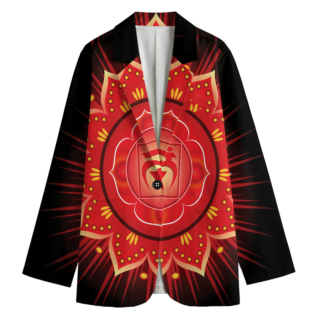 Muladhara Chakra Mandala Print Women's Cotton Blazer