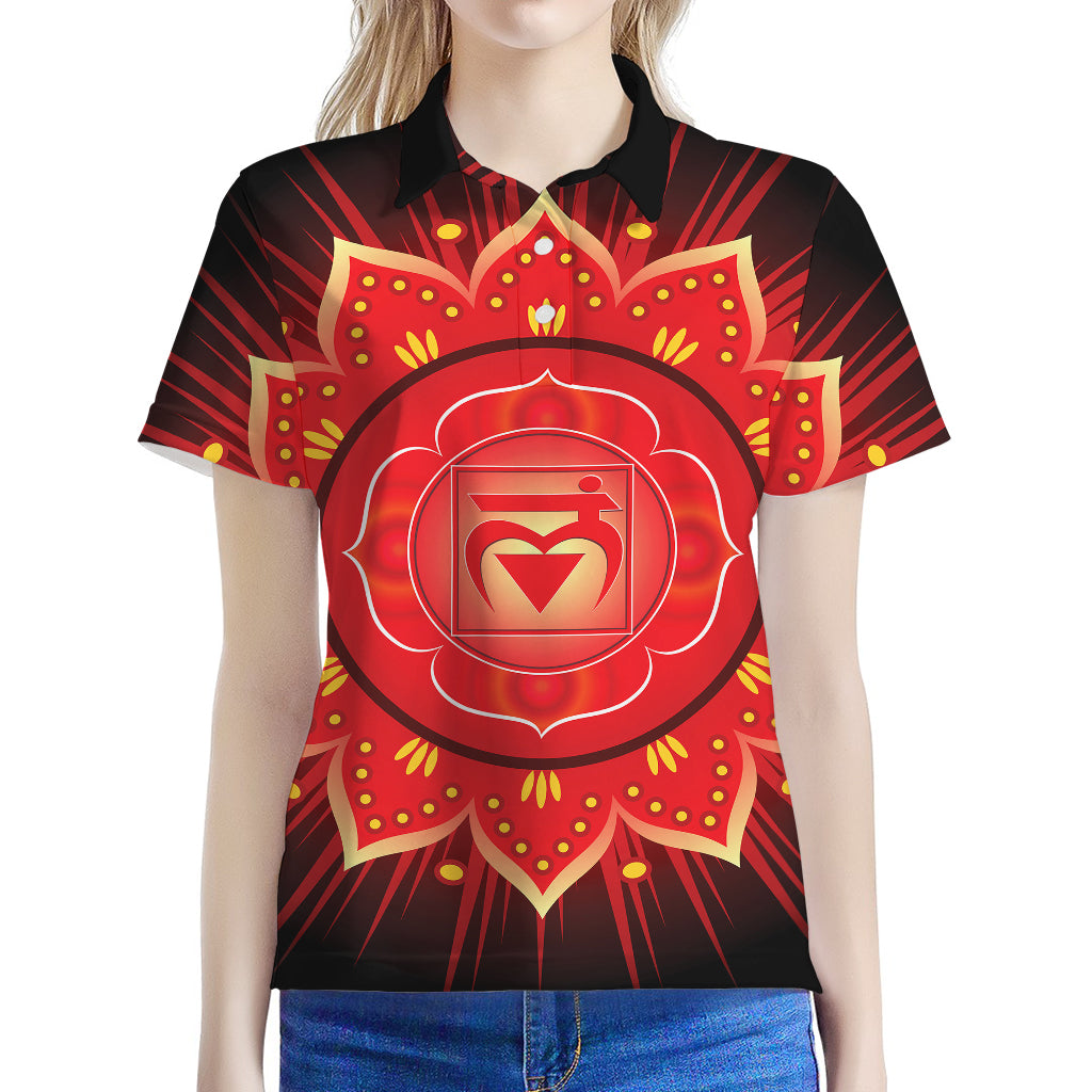 Muladhara Chakra Mandala Print Women's Polo Shirt