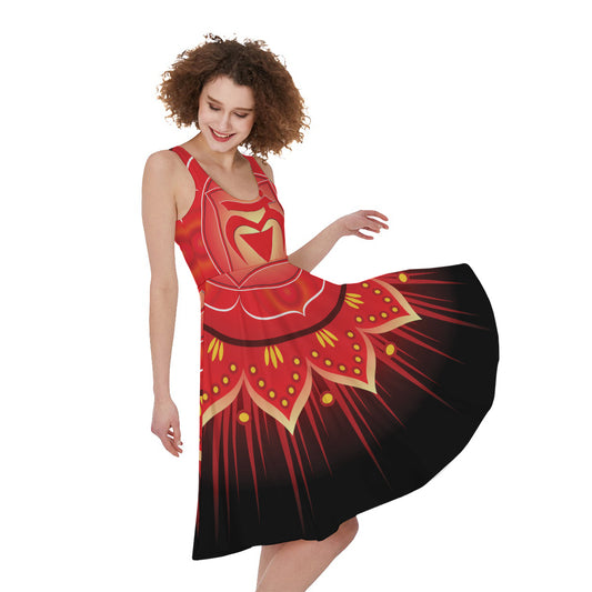 Muladhara Chakra Mandala Print Women's Sleeveless Dress