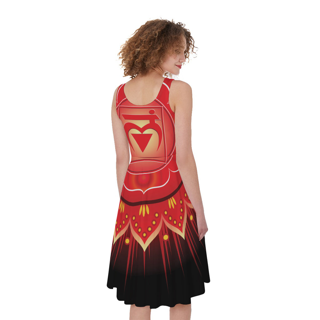 Muladhara Chakra Mandala Print Women's Sleeveless Dress