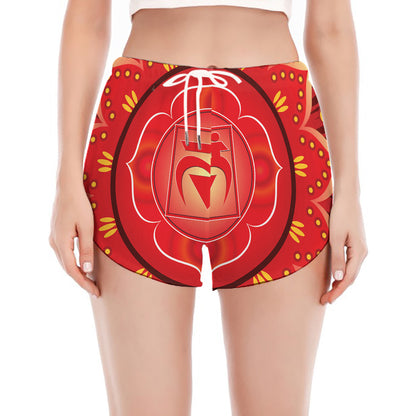 Muladhara Chakra Mandala Print Women's Split Running Shorts