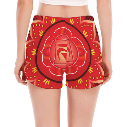 Muladhara Chakra Mandala Print Women's Split Running Shorts