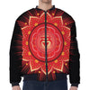 Muladhara Chakra Mandala Print Zip Sleeve Bomber Jacket