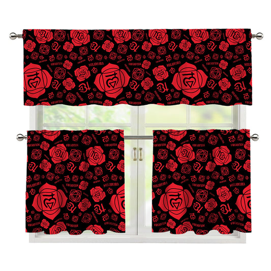 Muladhara Chakra Pattern Print 3 Piece Kitchen Curtains