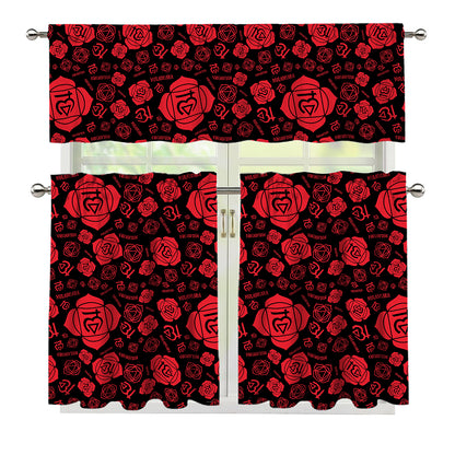 Muladhara Chakra Pattern Print 3 Piece Kitchen Curtains
