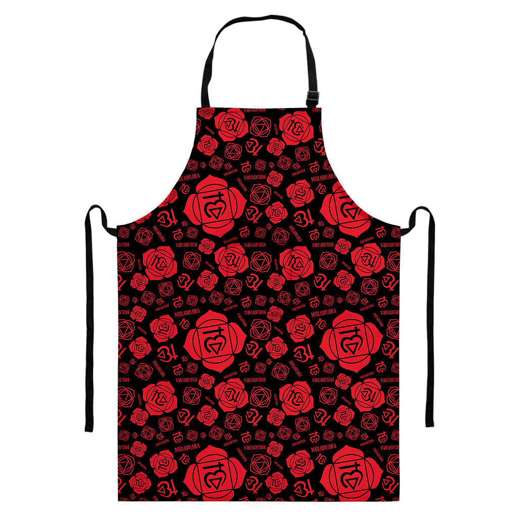 Muladhara Chakra Pattern Print Bib Apron With Pocket