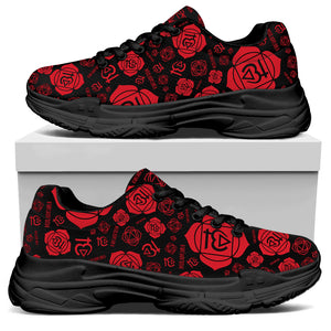 Muladhara Chakra Pattern Print Black Chunky Shoes