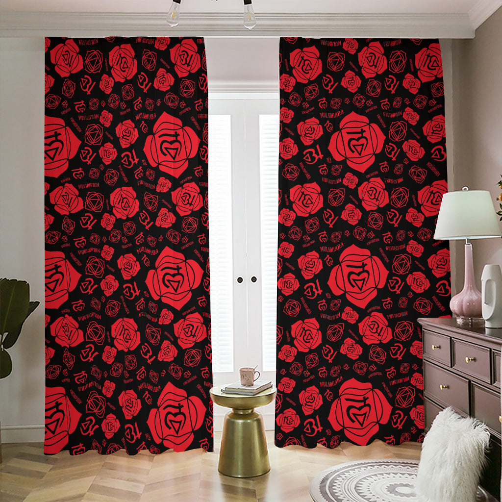 Muladhara Chakra Pattern Print Blackout Pencil Pleat Curtains