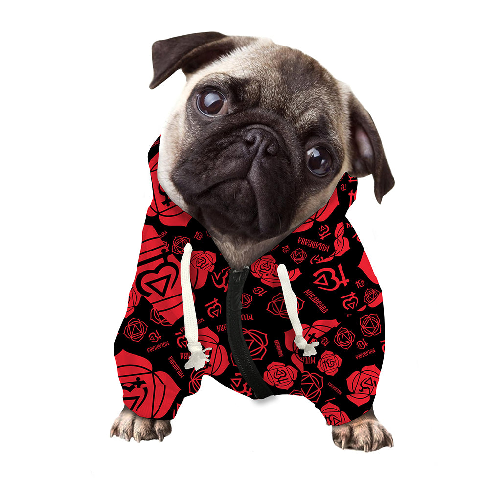 Muladhara Chakra Pattern Print Dog Zip Up Hoodie
