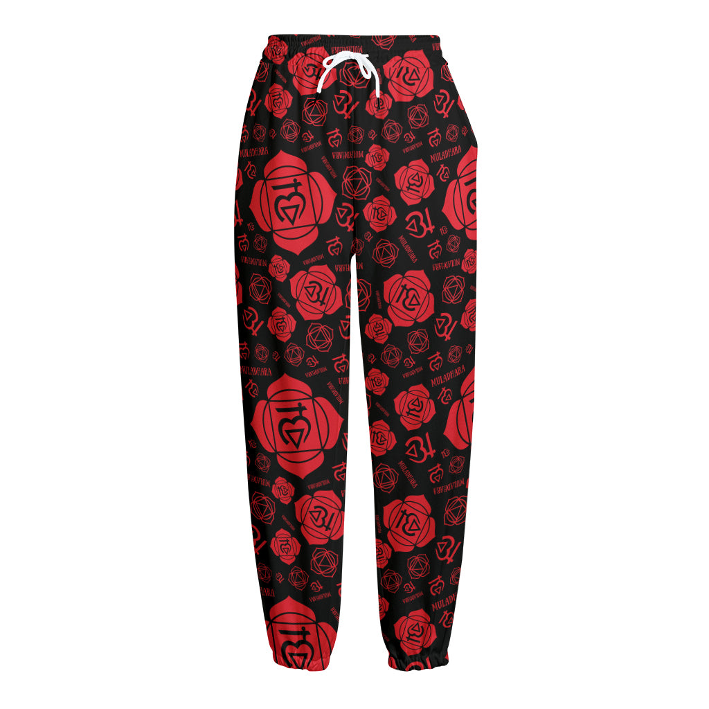 Muladhara Chakra Pattern Print Fleece Lined Knit Pants