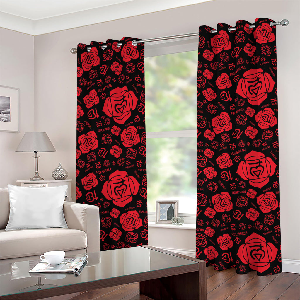 Muladhara Chakra Pattern Print Grommet Curtains