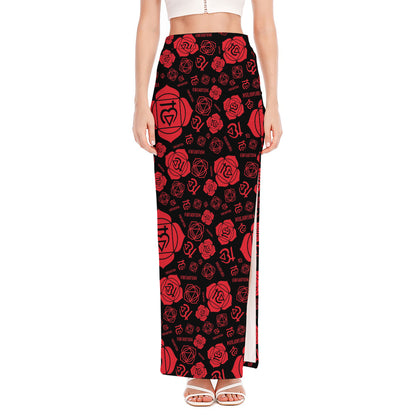 Muladhara Chakra Pattern Print High Slit Maxi Skirt
