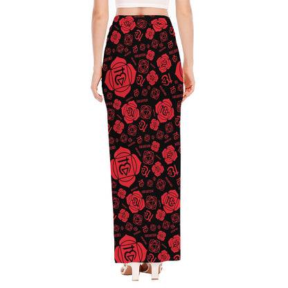 Muladhara Chakra Pattern Print High Slit Maxi Skirt