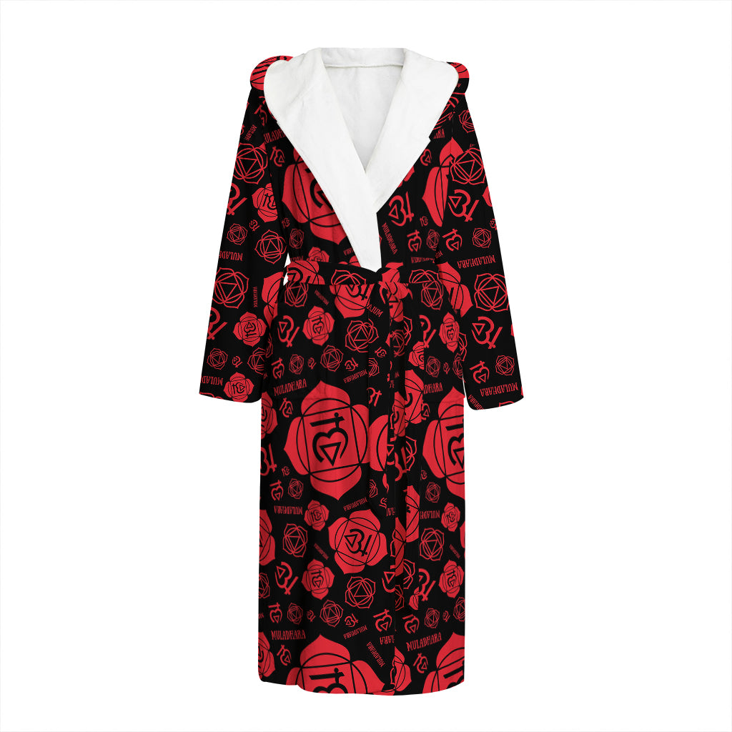 Muladhara Chakra Pattern Print Hooded Bathrobe