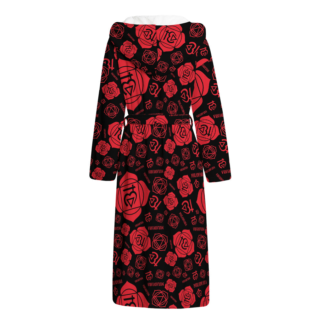 Muladhara Chakra Pattern Print Hooded Bathrobe