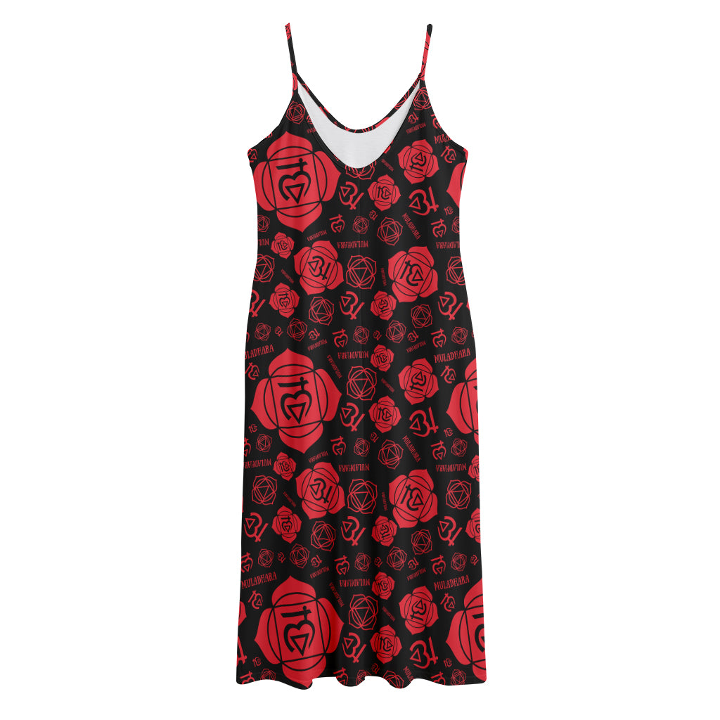 Muladhara Chakra Pattern Print Jersey Midi Cami Dress